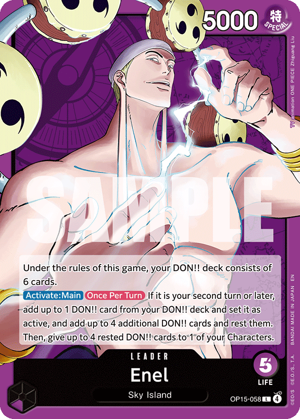 Kartu Leader Purple Enel OP15-058 yang menjadi deck dominan format OP-15