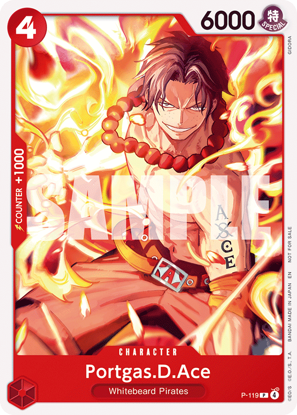 Promo card P-119 Portgas.D.Ace hadiah partisipasi Pirates Party