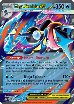 Kartu reguler Mega Greninja ex dari set Chaos Rising