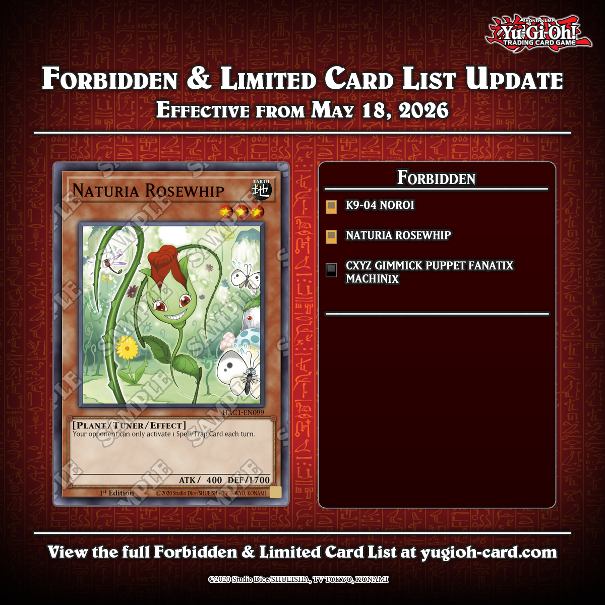 TCG Banlist Mei 2026: Premature Burial Kembali, Dracotail dan Yummy Dibatasi