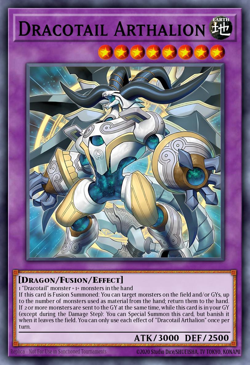 Kartu Dracotail Arthalion, monster Fusion utama dari arketype Dracotail